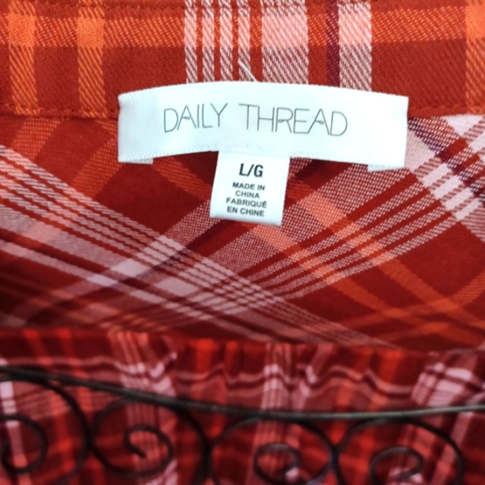 Daily Thread Rust Plaid Button-Up Shirt/Shacket - Picture 11 of 11